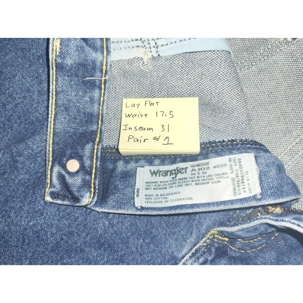 Wrangler George Strait Cowboy Cut Jeans 13MGSHD 34x30 Pair Lot 2 Flat 35x31 - Picture 6 of 13